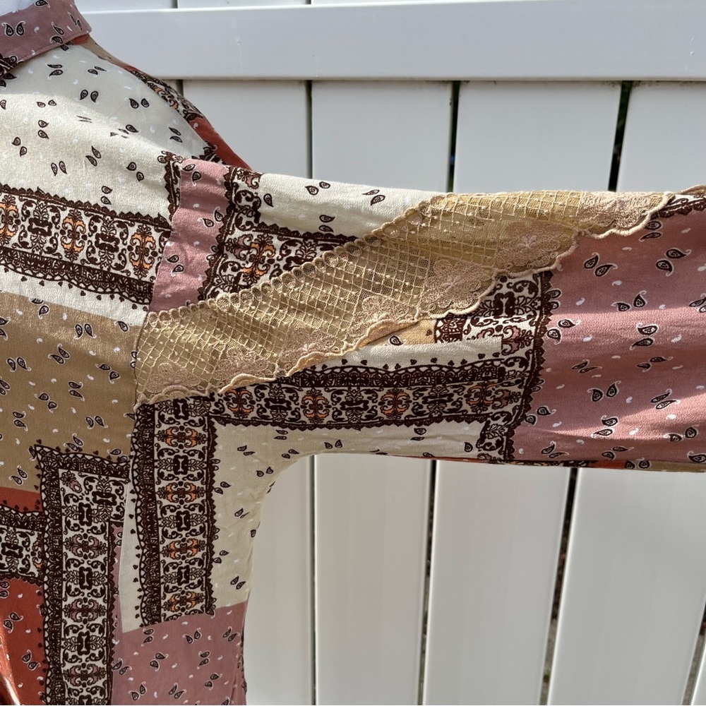 Mystree button down patchwork blouse - Picture 3 of 7